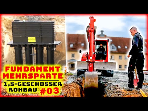 HAUS FUNDAMENT mit MEHRSPARTE & KG-LEITUNGEN bauen! | 1,5-GESCHOSS HAUS #03 | Home Build Solution