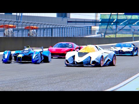 Bugatti Divo vs Lamborghini Egoista vs Ferrari F8 Tributo vs Red Bull X2010 - Silverstone