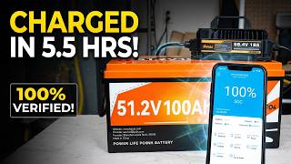 Massive 51.2V 100Ah LiFePO4 Battery Charged with Suraziki 58.4V Charger