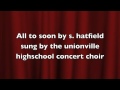 All too soon by s.hatfield Unionville highschool ...