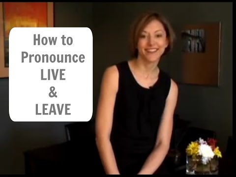 Part of a video titled How to pronounce LIVE /lɪv/ & LEAVE /liv/ - American English ... - YouTube