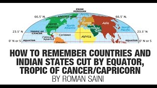 Tricks to learn Countries/States cut by Equator, Tropic of Cancer/Capricorn (UPSC/SSC/Bank PO)