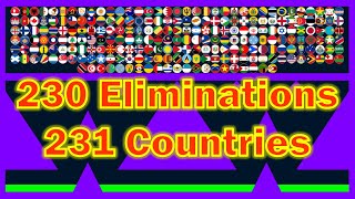 230 times eliminations &amp; 231 countries and regions marble race in Algodoo | Marble Factory