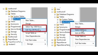 How to change select top 1000 rows and edit top 200 rows in SQL Server Management Studio