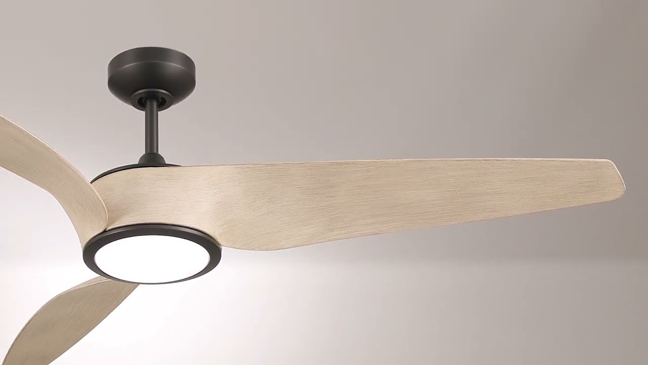 Video 1 Watch A Video About the Casa Como Matte Black and White Oak LED Modern Ceiling Fan