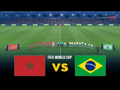 MOROCCO 🆚 BRAZIL - FIFA World Cup Quarter Final | Full Match - Penalty Shootout | Simulation PES