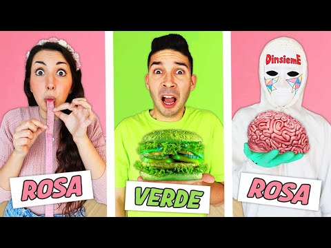 LET'S EAT ONLY PINK FOOD VS GREEN FOOD FOR 24 HOURS AGAINST DOCTOR TIMOTI!