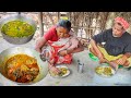 How They Cooking And Eating FISH CURRY SHAK CURRY By Santali Tribe Old Couple