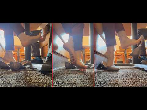 Lunch Date 2 Preview (Public Shoeplay Dangling Heel Pop Shoe Drop Flats Bare Feet)