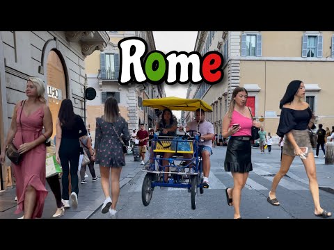 Rome Italy Walking Tour Evening shopping street 2021 4k Part 2