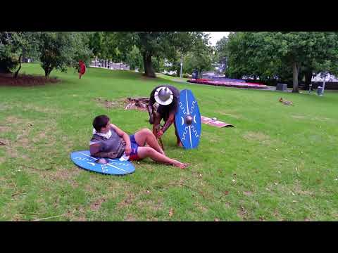 Roman legionary versus barbarian with short ax