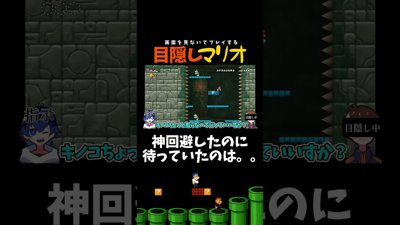 これでも見ずに登れ…【目隠しマリオ】