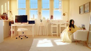 Decorate a narrow living room with Daiso IKEA into a home cafe & home office 🌱 Vlog