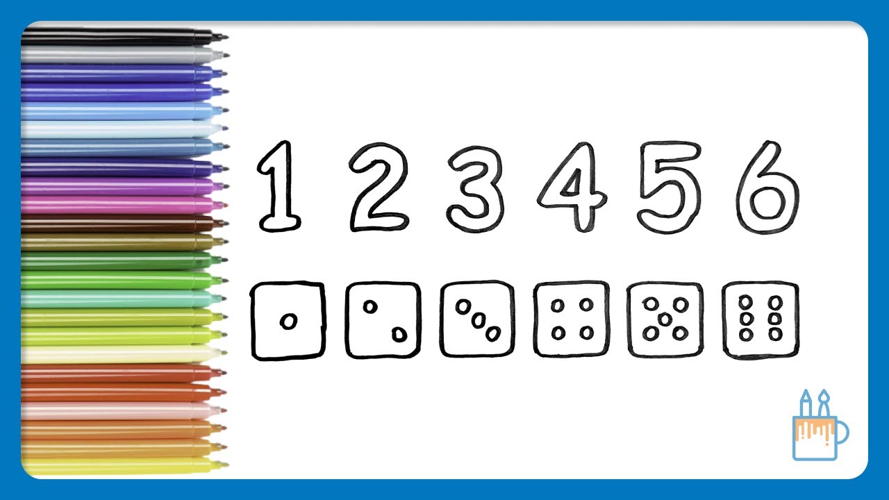Vamos desenhar e colorir os números de 1 a 6 | Aprendendo as cores e os números de maneira divertida