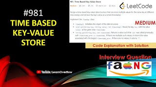 YouTube video 'Time Based Key-Value Store | LeetCode 981 | Three Solution | Java  @LearnOverflow'