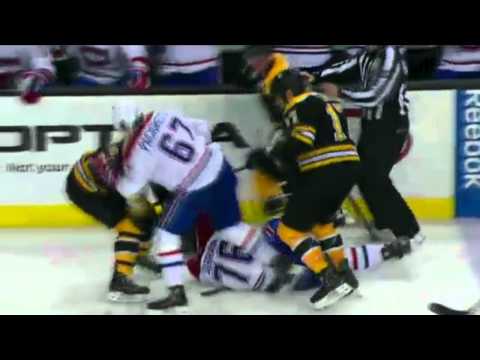 Pk Subban hits David Krejci and Ference jumps Subban