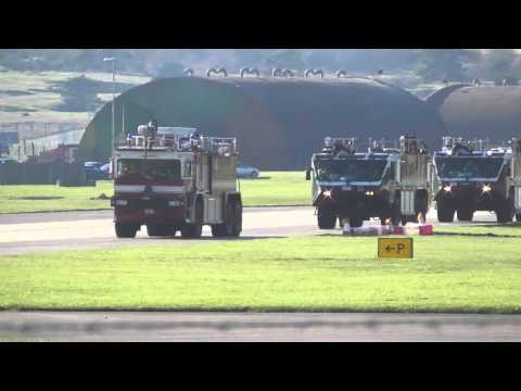 good Refuelling  USAF Boeing C17 Globemaster & all fire trucks  RAF Lakenheath  24Feb16 258p