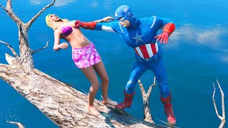 GTA 5 CRAZY Jumps/Falls Water Ragdolls Captain America #6 (Euphoria Physics)