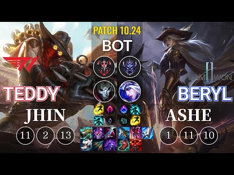 T1 Teddy Jhin vs DWG BeryL Ashe Bot - KR Patch 10.24