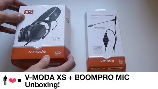 V Moda XS Headphones + BoomPro Microphone Unboxing + First Impressions