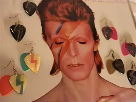 Lightning Bolts & Stars Bowie Inspired Guitar Pick Earrings