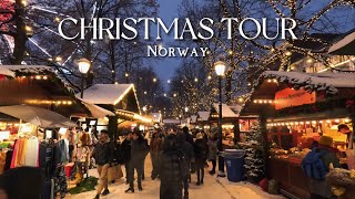 🇳🇴 Enchanting Christmas Tour in Oslo ☃️ Snowy Walk to the Christmas Market🎄