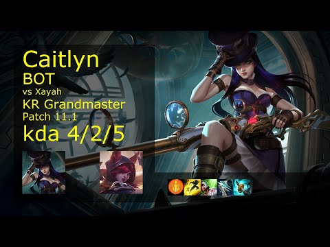 Caitlyn ADC & Galio vs Xayah & Rakan - KR Grandmaster 4/2/5 Patch 11.1 Gameplay // [롤] 케이틀린 vs 자야