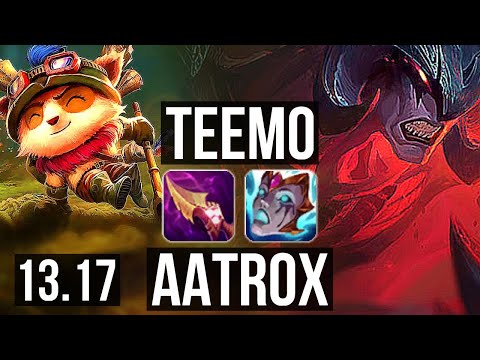 TEEMO vs AATROX (TOP) | Rank 3 Teemo, 2.9M mastery, 2/1/10, 1600+ games | KR Master | 13.17