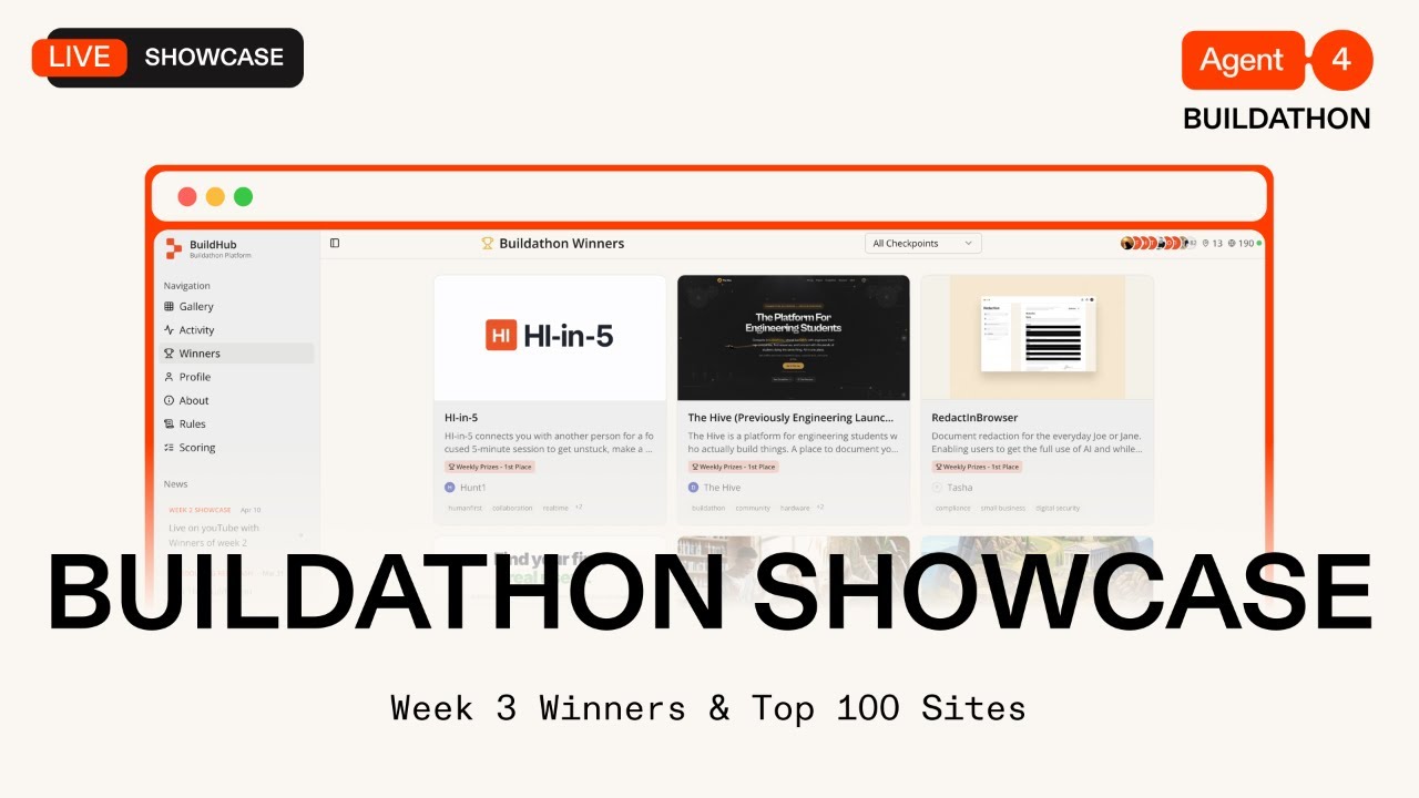 Agent 4 Buildathon Showcase & Top 100 Sites