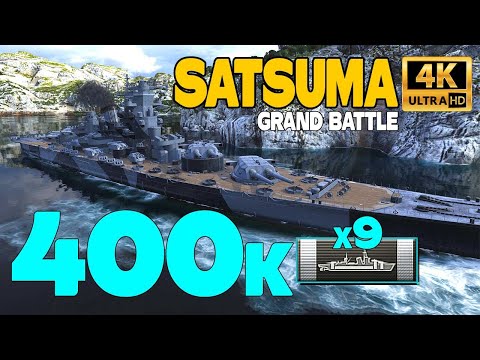 Battleship Satsuma on map Neighbors, 400k damage - World of Warships