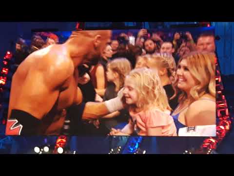 2016-04-03 WWE Wrestlemania 199 Stephanie McMahon and Triple H have a Family moment after the match