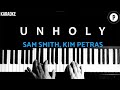 Sam Smith ft. Kim Petras - Unholy KARAOKE Slowed Acoustic Piano Instrumental COVER LYRICS