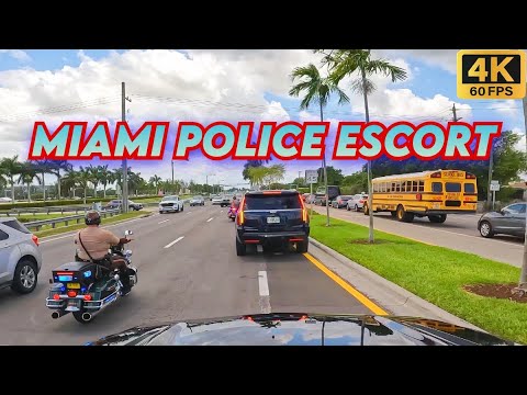 Incredible Miami Police Escort for Limo Service to F1 event 4K60fps