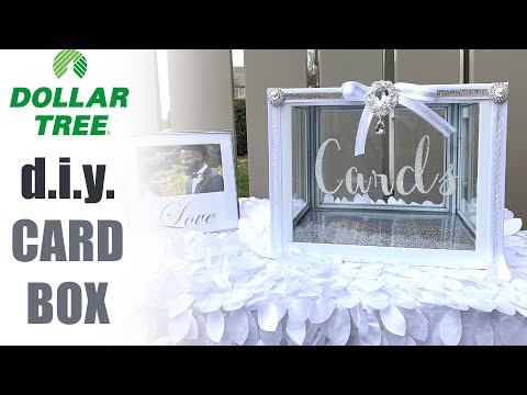 Dollar Tree diy White Glam Card Box  - Cheap + Easy- $12