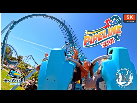 Pipeline The Surf Coaster Back Row POV OnRide 5K 60FPS | First Ever Surf Coaster | SeaWorld Orlando