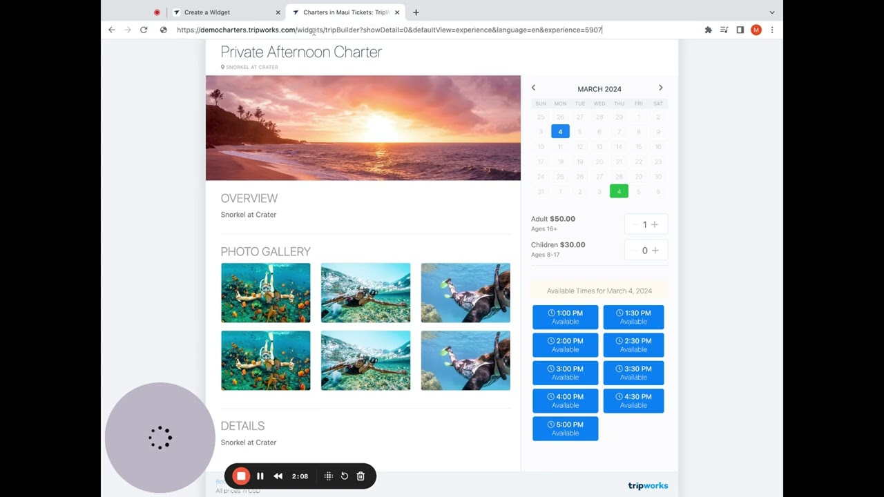 Creating a Booking Widget
