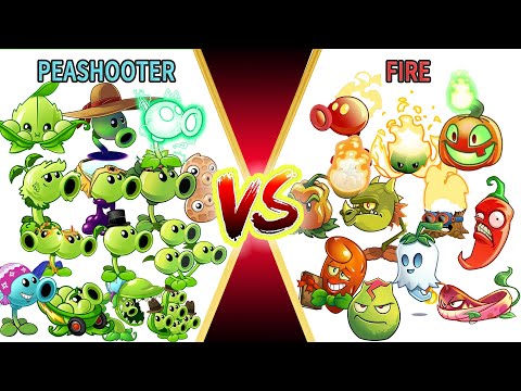 PvZ 2 Team PEASHOOTER vs FIRE - Which Team Can Win (Max Level Plant Vs Plant)