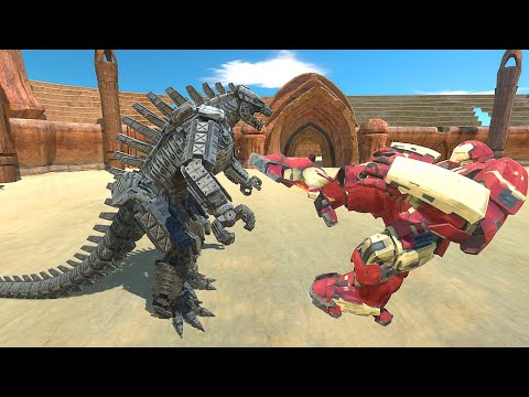 MECHA GODZILLA VS GIANT HULKBUSTER AT THE ARENA - Animal Revolt Battle Simulator