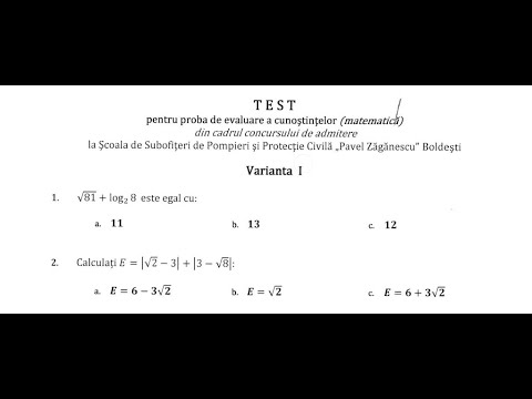 Subiecte admitere Scoala de Pompieri Aprilie - Iunie 2023