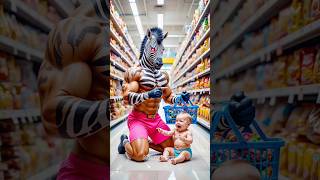 ❤ Evolution of Baby: Zebra-Man vs. Crying Baby in Snack Aisle! 🦓🍬 Meaw Verse ✅ #cat #cute #shorts