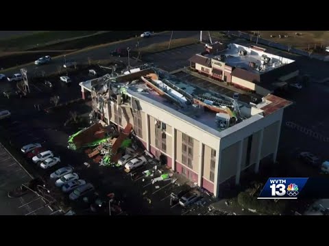 SKY 13 drone video of hotel damage in Fultondale