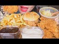 ASMR KFC CRUNCHY SPICY FRIED CHICKEN ZINGER BURGER GRAVY MASH POTATO FRIES EATING SOUNDS