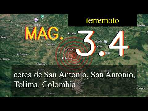 Un terremoto de magnitud 3,4 se produjo cerca de San Antonio, San Antonio, Tolima, Colombia hoy 17