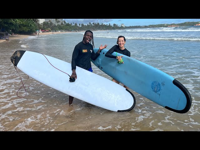 Travel vlog - Surfing For the First Time in Mirissa, Sri Lanka 🇱🇰 Gone Wrong 😭!!