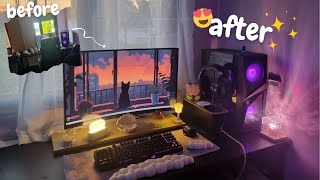 cozy desk makeover 🌙✨ decorating on a budget with items from temu to look like the tiktok vids