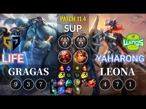 GEN Life Gragas vs JAG Yaharong Leona Sup - KR Patch 11.4