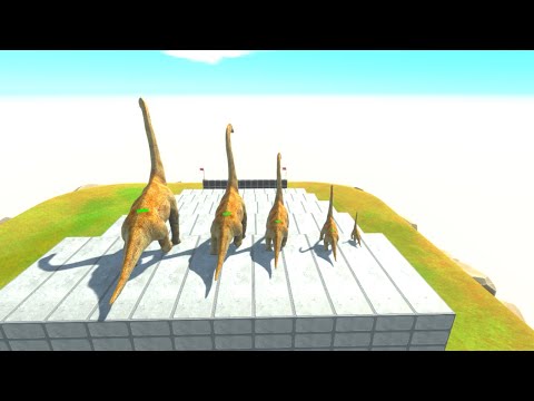 Different Size Harvivorses Dinosaurs Stair Race with HP bar - Animal Revolt Battle Simulator