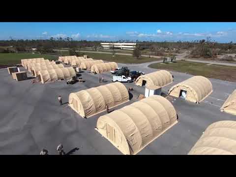 Military personnel are beginning the process of recovery at Tyndall Air Force Base in Florida after Hurricane Michael swept through the area, causing heavy damage. They are building temporary housing after the storm damaged many structures. (Oct. 17)
