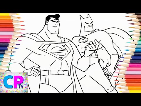 Superman and Batman Coloring Pages, Superheroes Waits for Villains,Drawing of Superman and Batman