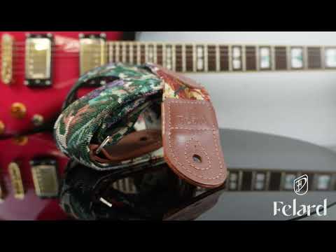 Ремінь для гітари та укулеле Felard, тканина гобелен та натуральна шкіра, перехідник для акустики, відділення для медіаторів - фото 4 - id-p2899921054